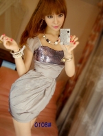 Korean Mature sexy sequined dress 14818 hip pockets charming collection