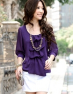 wave shape in the sleeve chiffon blouse