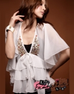 hand-sequined chiffon bow blouse straps