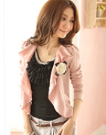 wave Hitz chiffon jacket with camellia corsage