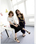 color piping pocket vest style dress - with belt