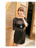 temperament elegant silk lace stitching OL tunic dress