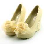 Johnson Davis new high-heeled shoes, women's singles slope with flowers