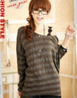 squandering bat sleeve striped shirt long sleeve sweater bat