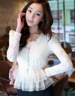 Korean version of sweet princess flower Duo Leisi stitching mesh jacket