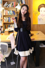 Korean mixed colors six buckle dress - belt delivery