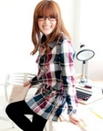 Check Drawstring long shirt
