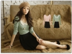 temperament woven collar princess sleeves Slim lace long sleeve dress dress mixed colors