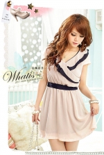 Korean women soft and the leaves on the new bandage dress mixed colors