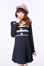 for ladies Japan and South Korea spend a sweet bow cotton dress retro