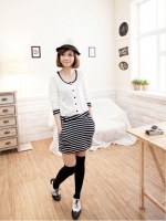 black striped dress while stitching texture