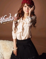 Korean version of the new wrinkle straps V-neck chiffon blouse