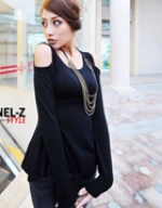hollow sexy strapless long-sleeved shirt was thin skirt