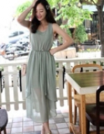 elegant multi-level models of irregular length dress