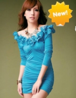 wear European-style two large cross-bandage dress U lotus leaf collar