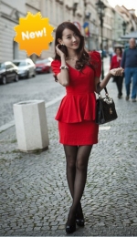 temperament of great beauty lady sexy self back V-neck bow dress