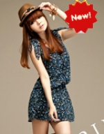 gold buckle shoulder bow Floral Chiffon Skirt