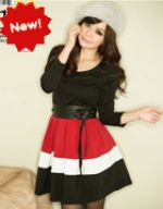Christmas Waltz dress put on a large multi-color stitching - with Belt