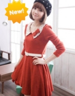 new lace bow Knit Dress