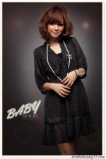 The new V-neck chiffon dress lady dot