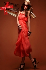 Sexy sling flounced chiffon skirt