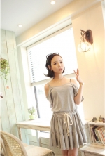 Korean version of casual sporty strapless dress pleated layers