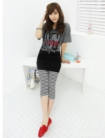 Black and white stripes cropped trousers