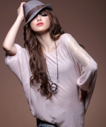 Fashion winter Cotton long sleeve with lace fabric