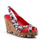 Roll Nari / renr sweet fish head slope with small floral fabric shoes women sandle