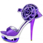Silk flowers sexy double T units nightclub fashion shoes with thick soles thin waterproof sandle