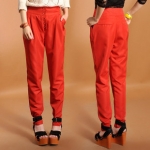 famous candy-color single-breasted retro cool drape feet were thin tapered pants