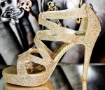The new original single-chip flash Roman gold wedding sandals, high heels shoes