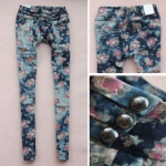 2011 new women's autumn and winter roses harem pants Slim pencil thin pants women jeans