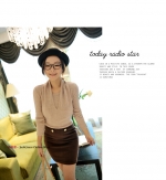 Halter - laminated gold buckle hit the color knit waist two-colors
