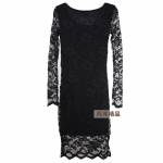 Winter 2011 new women's sexy black dress and long sections hollow lace soft and shiny