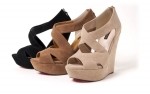 2011 cross-strap sandals, fashion shoes, fish head cool wedge heel platform shoes