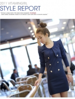 Korean version of Han Meirui temperament elegant court ladies double-breasted dress self