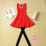 The new winter 2012 Slim hedging temperament simple round neck vest, red skirt big skirt dress skirt dress