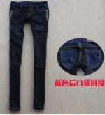 Autumn winter new Korean wave of black female models with blue jeans pants zipper