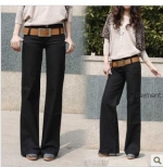 2011 Winter -201 hip new thick-thin straight jeans slacks pants large size women's wide leg pants